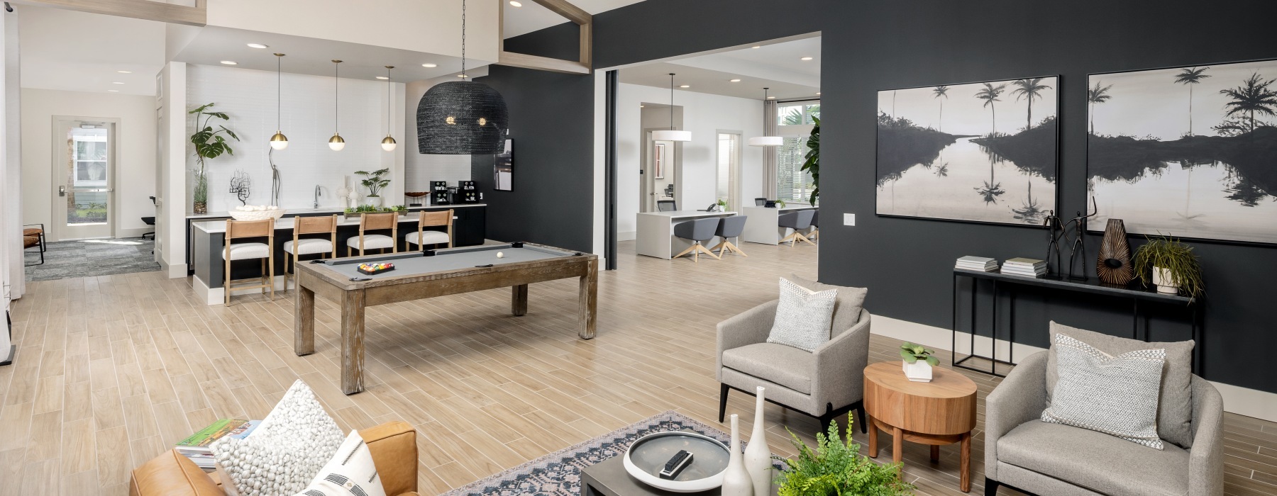 clubroom with a pool table and chairs